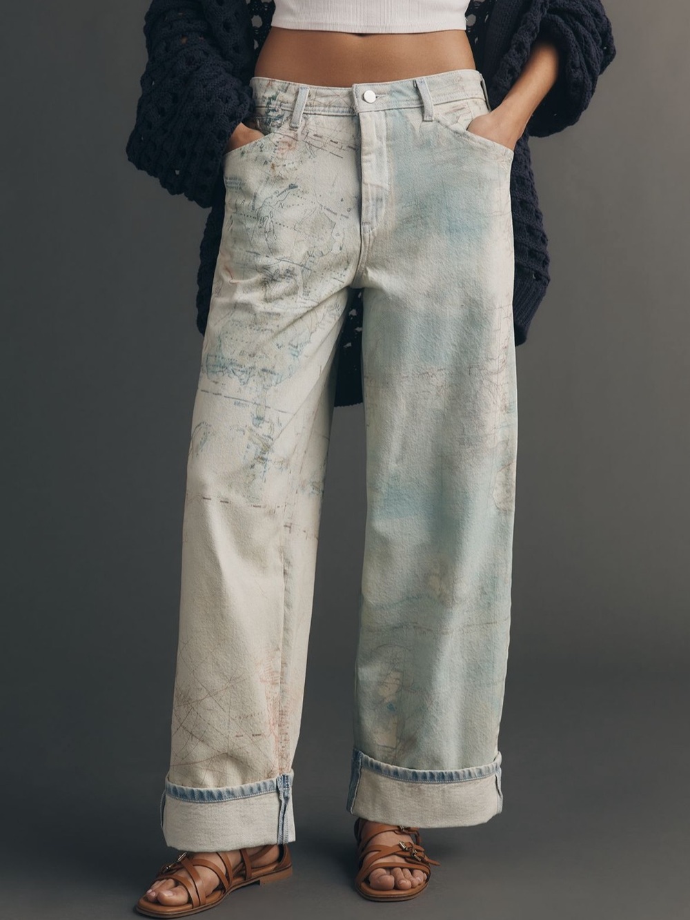 Pilcro High-Rise Slouch Wide-Leg Map Pattern Jeans - Picture 2 of 15